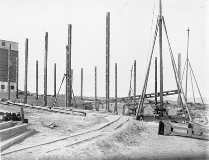 Stahlkonstruktion für eine Förderanlage, 1914